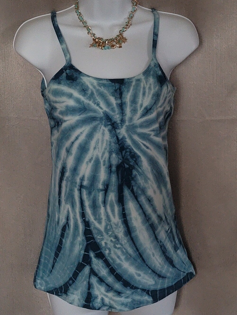 Blue Tie-Dye Spaghetti Strap Tank Top
